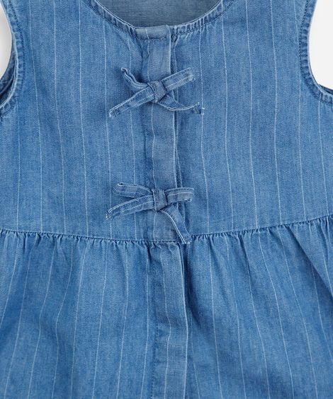 conjunto curto infantil jeans listrado azul