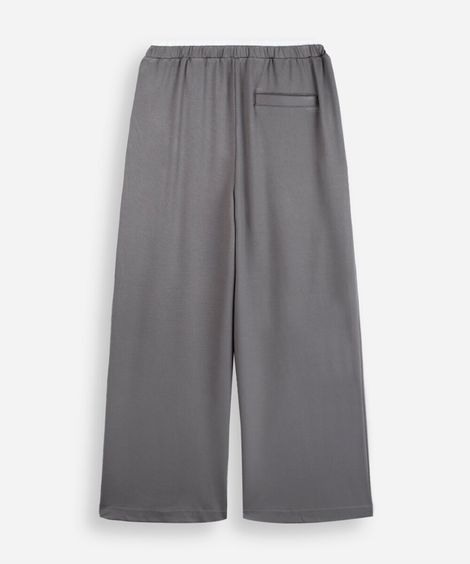 calça wide leg juvenil de moletom cós elástico cinza