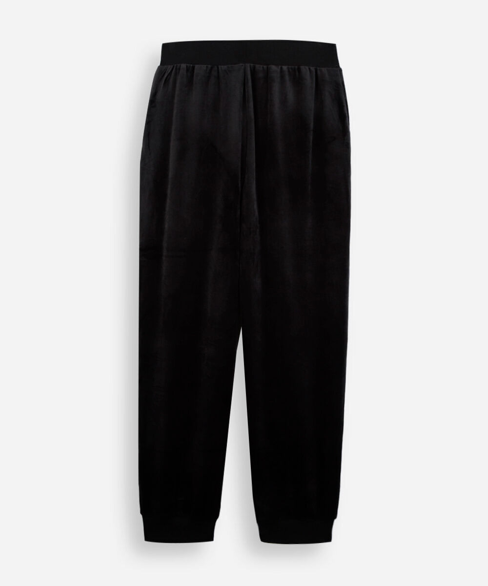 calça juvenil jogger esportiva em plush preta