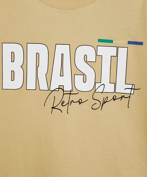 camiseta infantil de algodão manga curta brasil  amarela