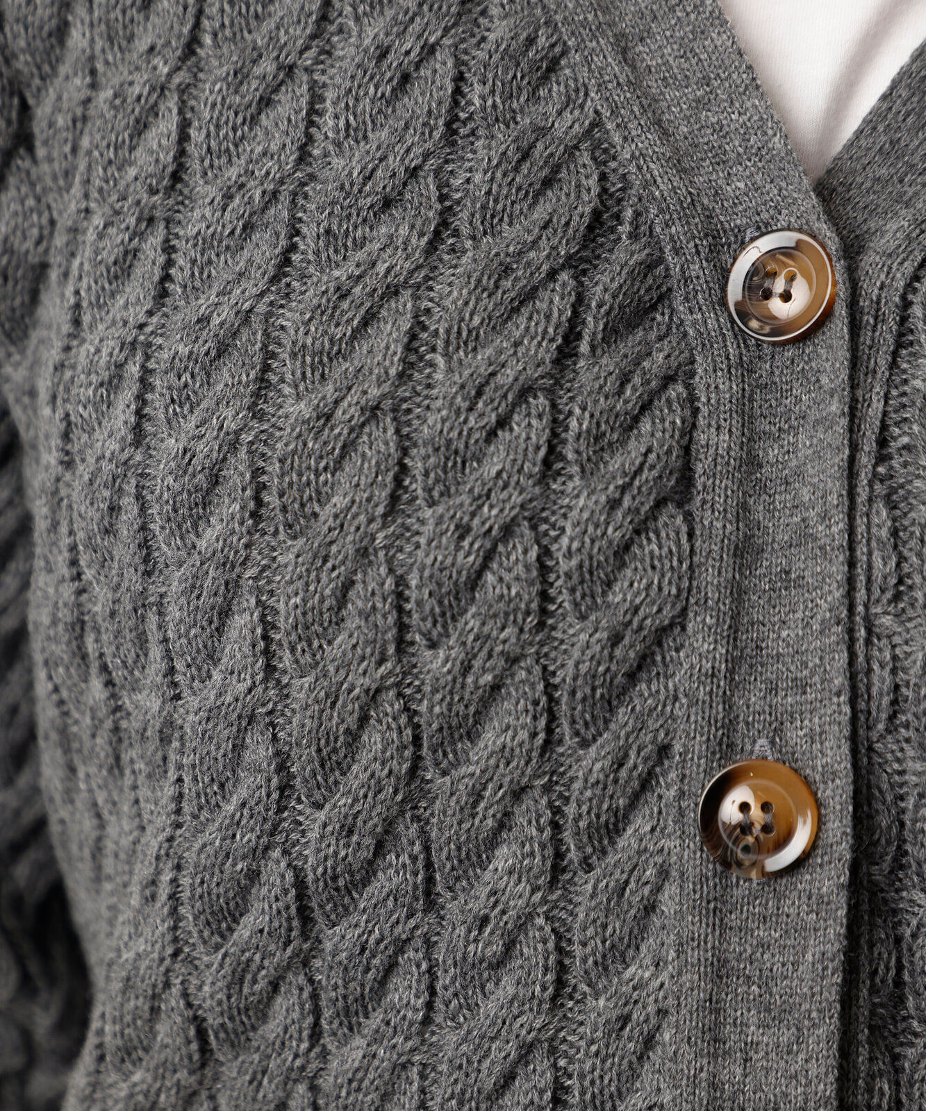 cardigan feminino de tricot decote v texturizado cinza