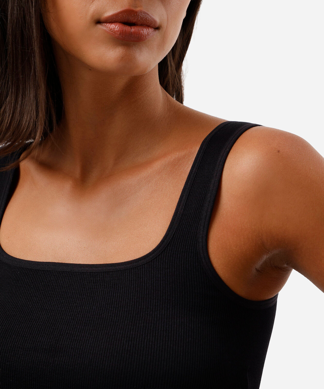 top cropped feminino de poliamida canelado preto