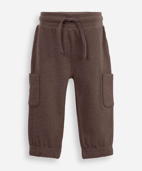 calça jogger infantil com bolsos marrom