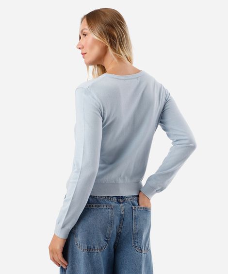 cardigan feminino de tricot azul