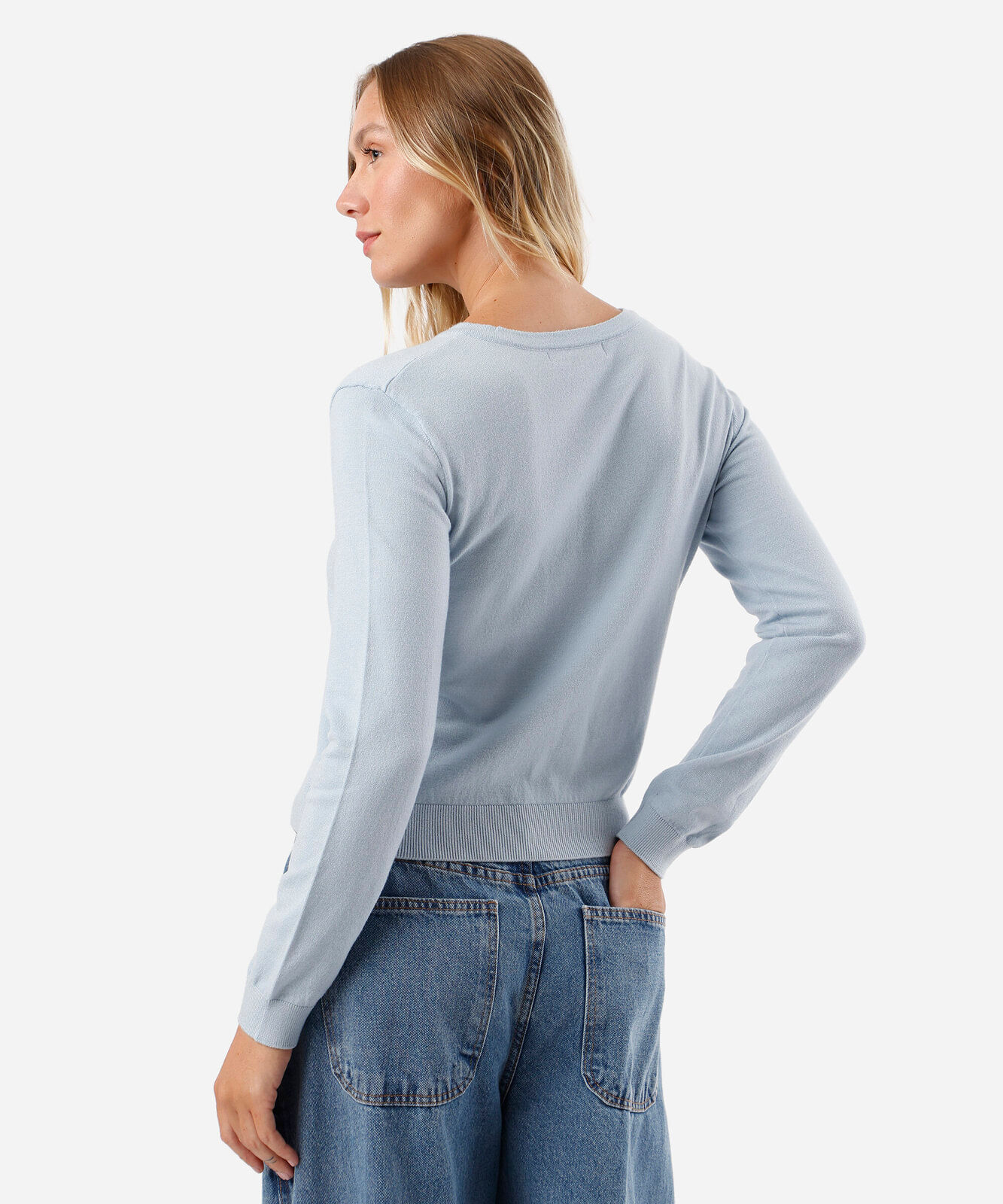 cardigan feminino de tricot azul