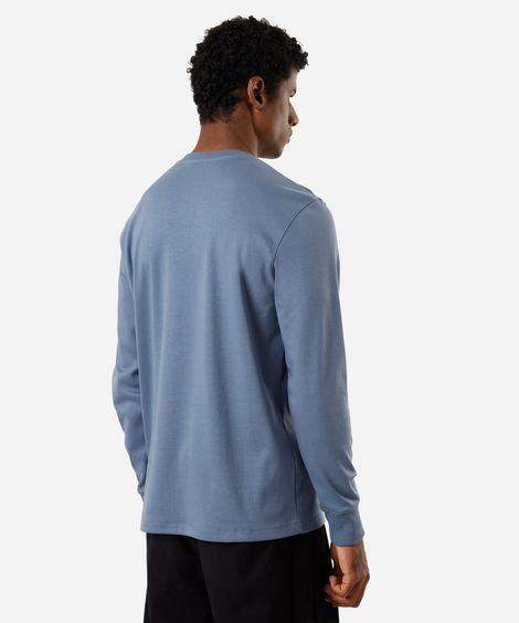camiseta masculina de algodão peruano básica gola redonda azul