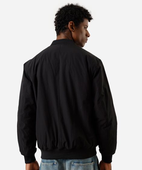 jaqueta bomber masculina com bolsos preta