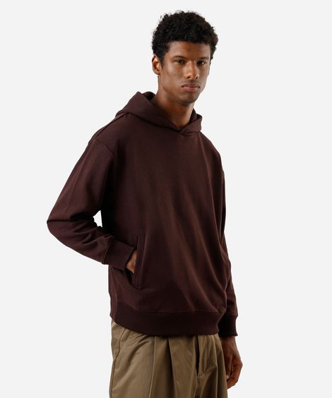 blusão oversized masculino de moletom com capuz marrom