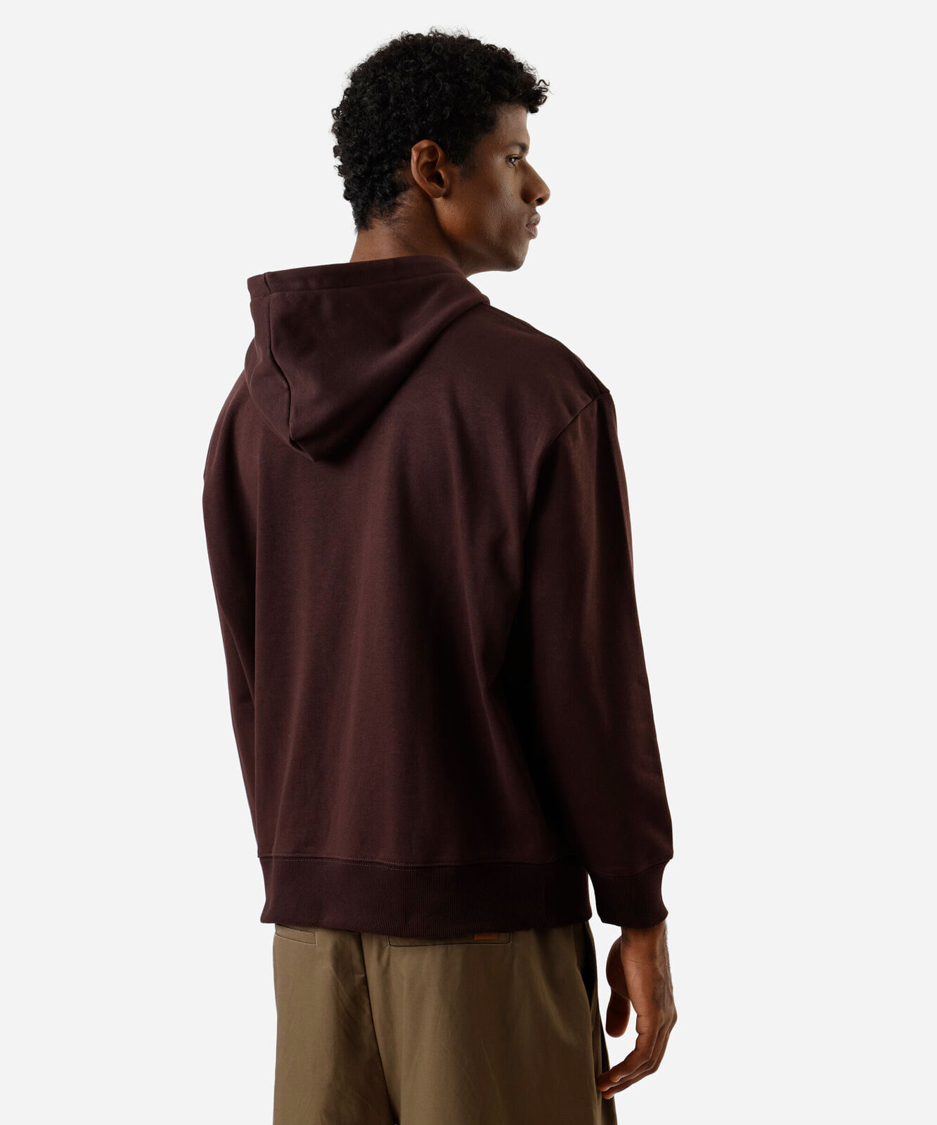 blusão oversized masculino de moletom com capuz marrom