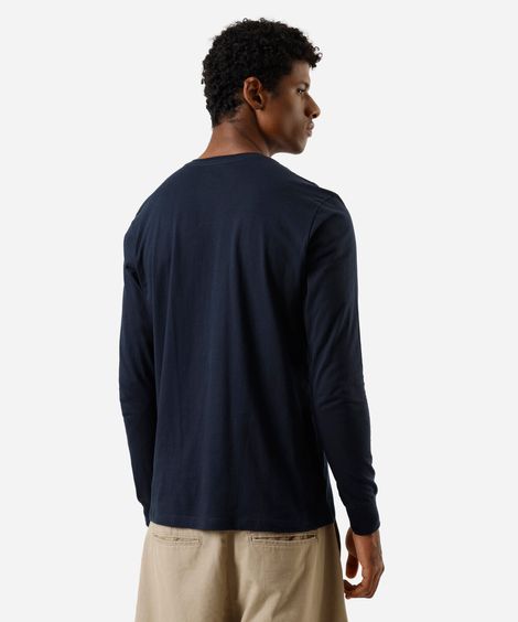 camiseta masculina de algodão manga longa azul