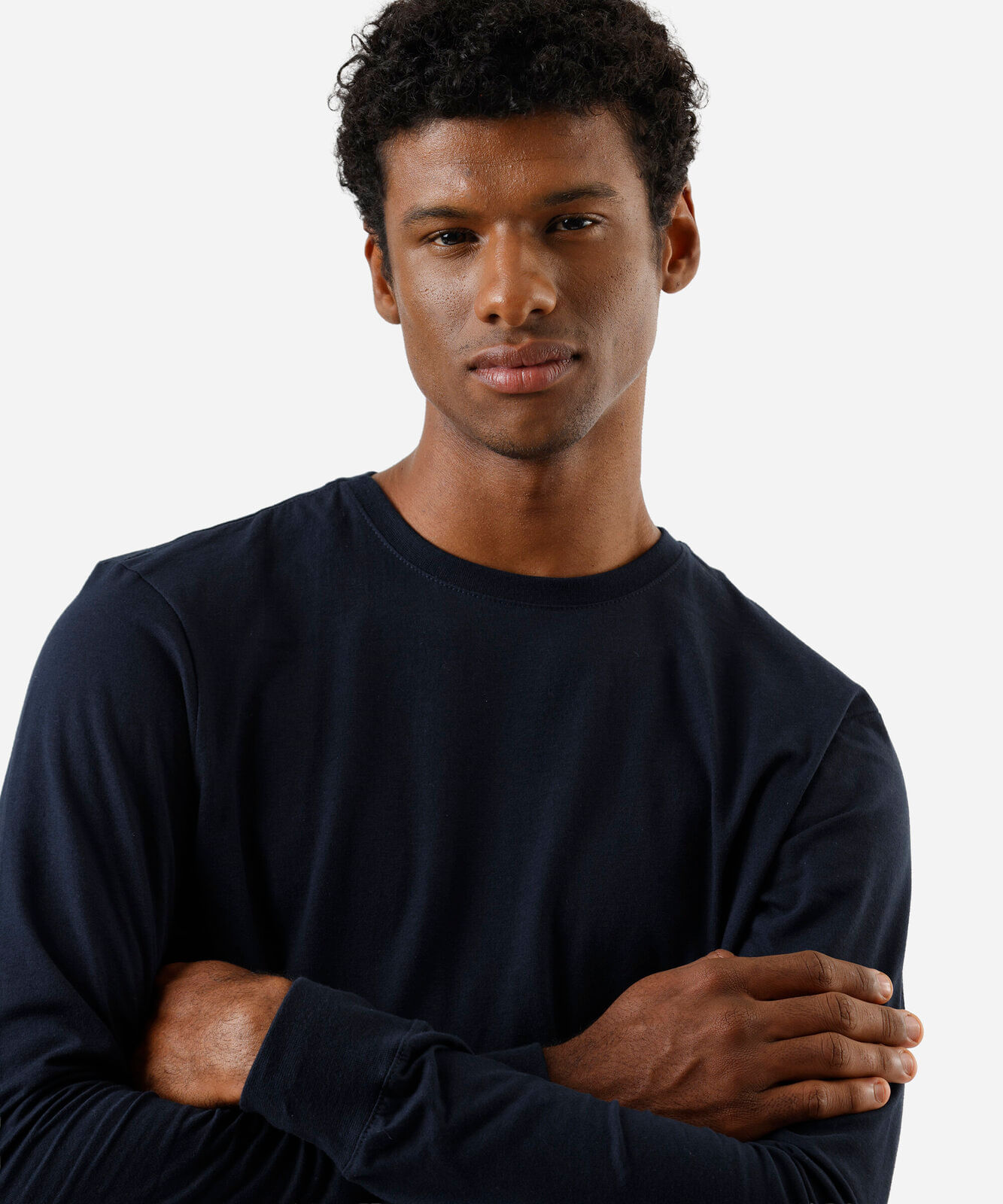camiseta masculina de algodão manga longa azul