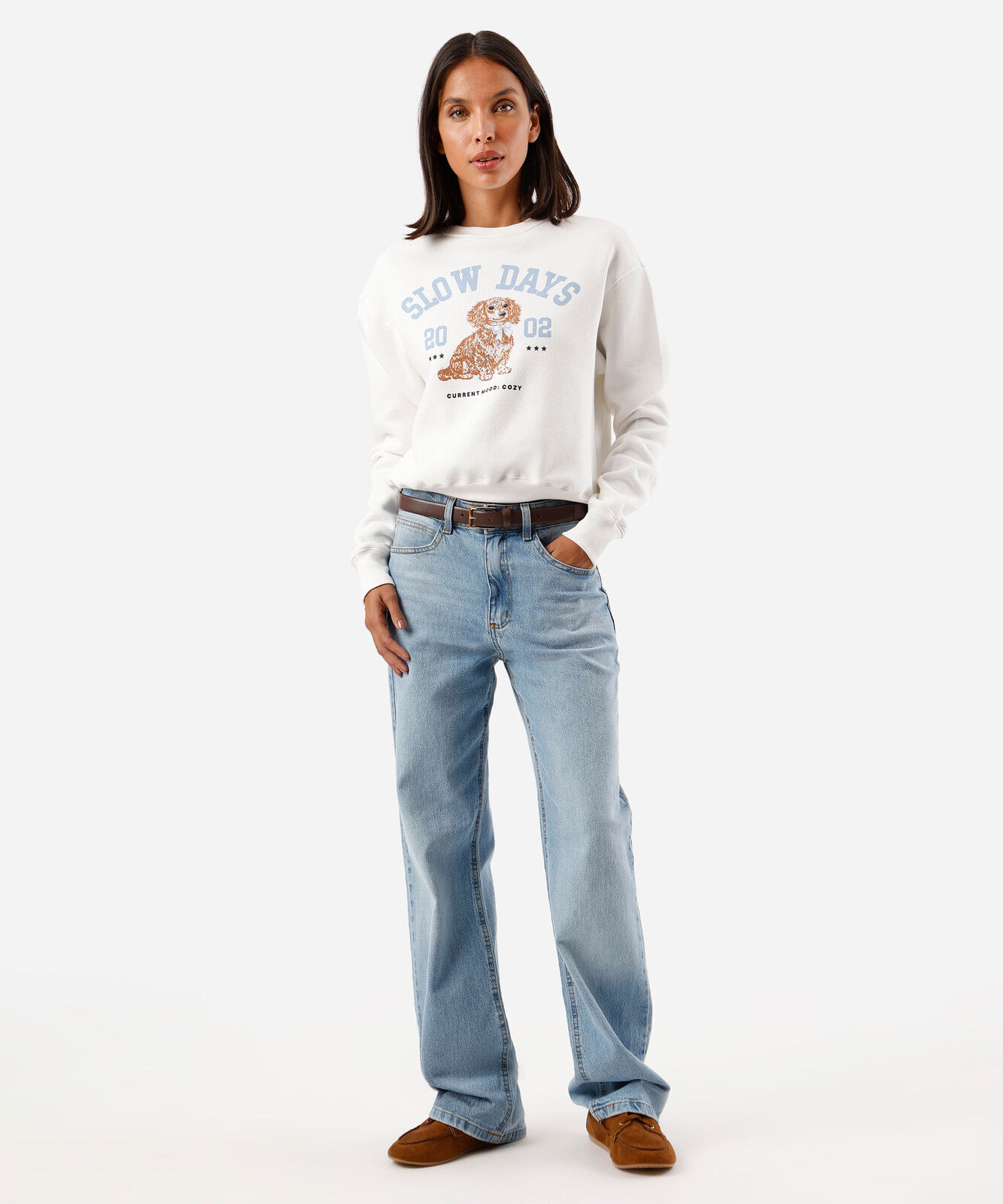 blusão feminino de moletom estampado off white