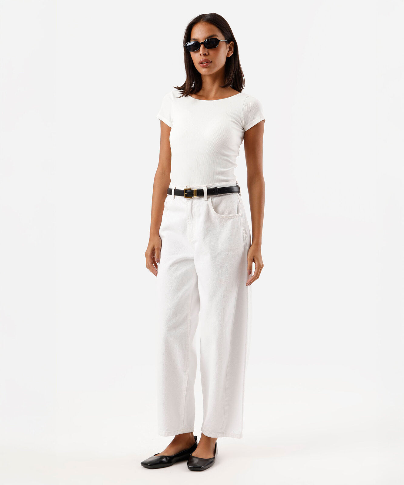 blusa feminina de algodão com bojo manga curta canelada off white