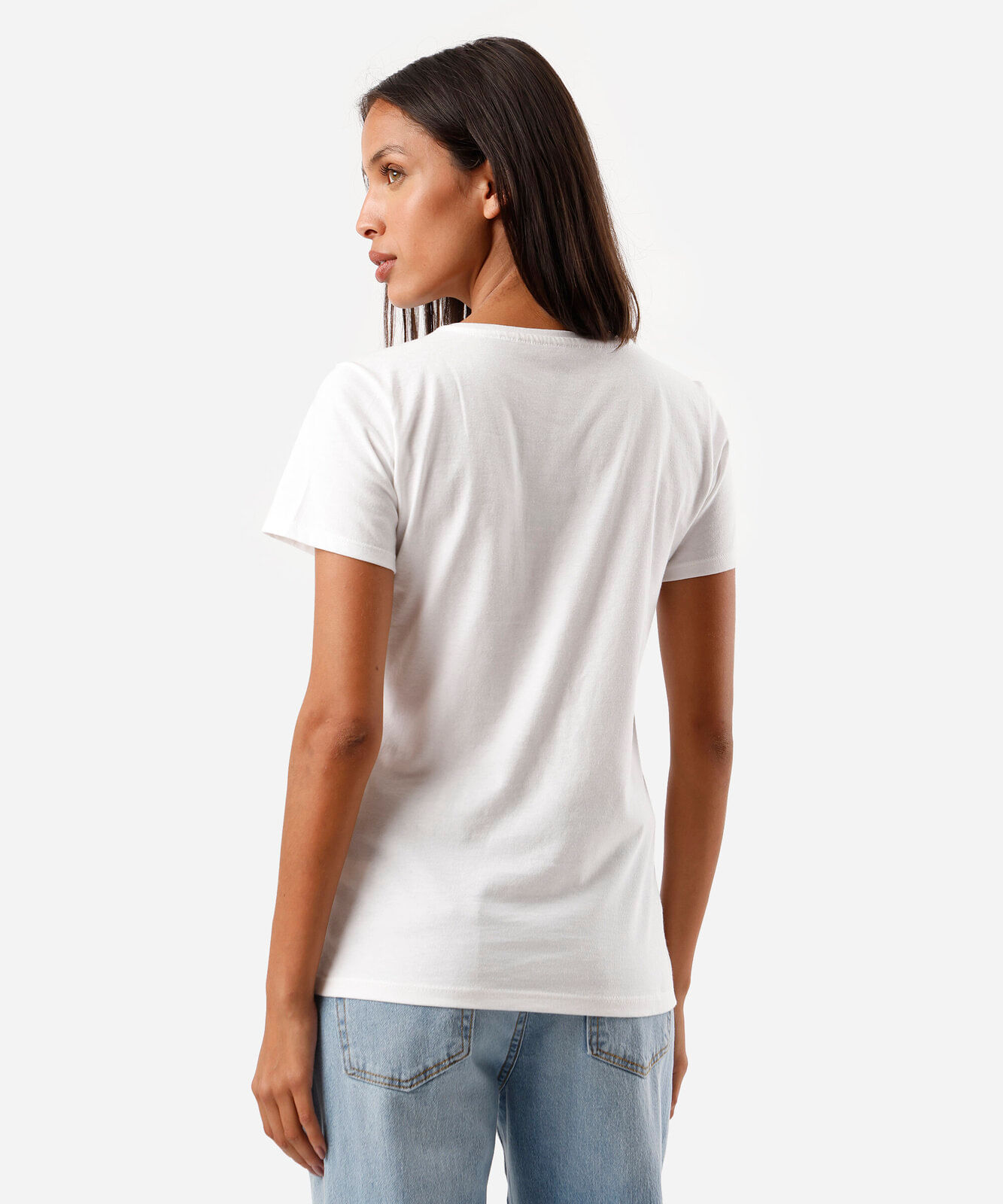 camiseta feminina de algodão maga curta cereja off white