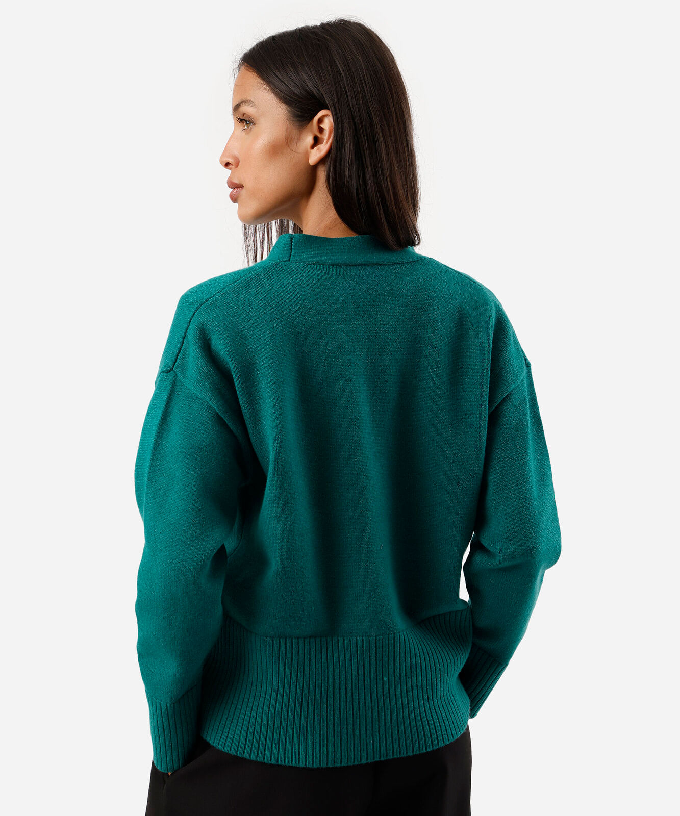 cardigan feminino de tricot decote v verde