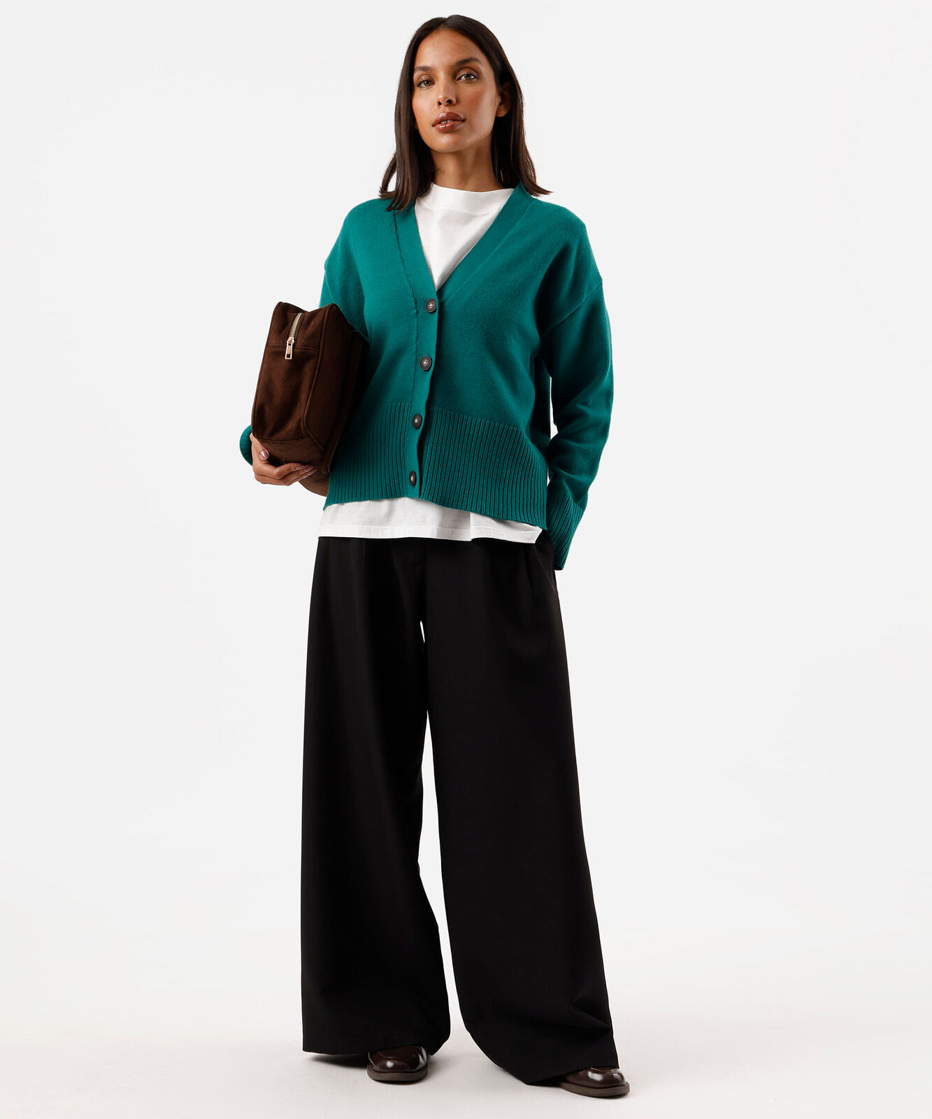 cardigan feminino de tricot decote v verde