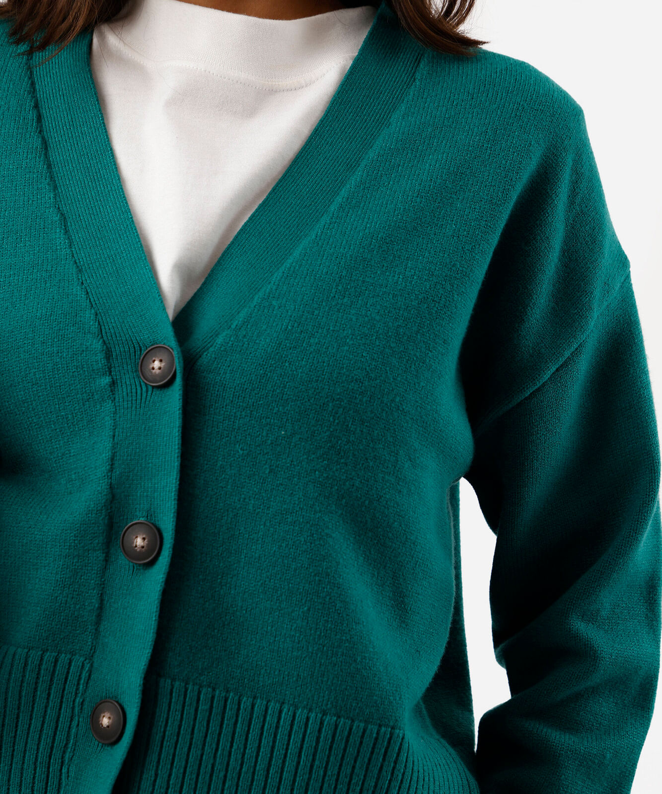 cardigan feminino de tricot decote v verde