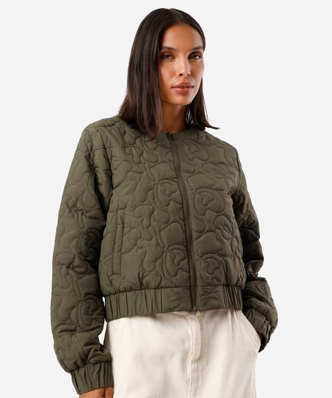 jaqueta bomber oversized feminina bordada verde