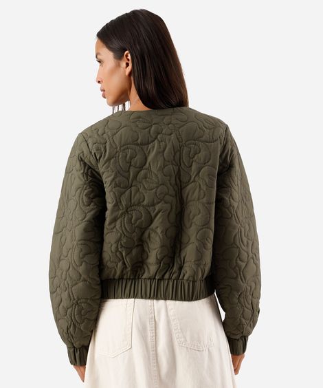 jaqueta bomber oversized feminina bordada verde