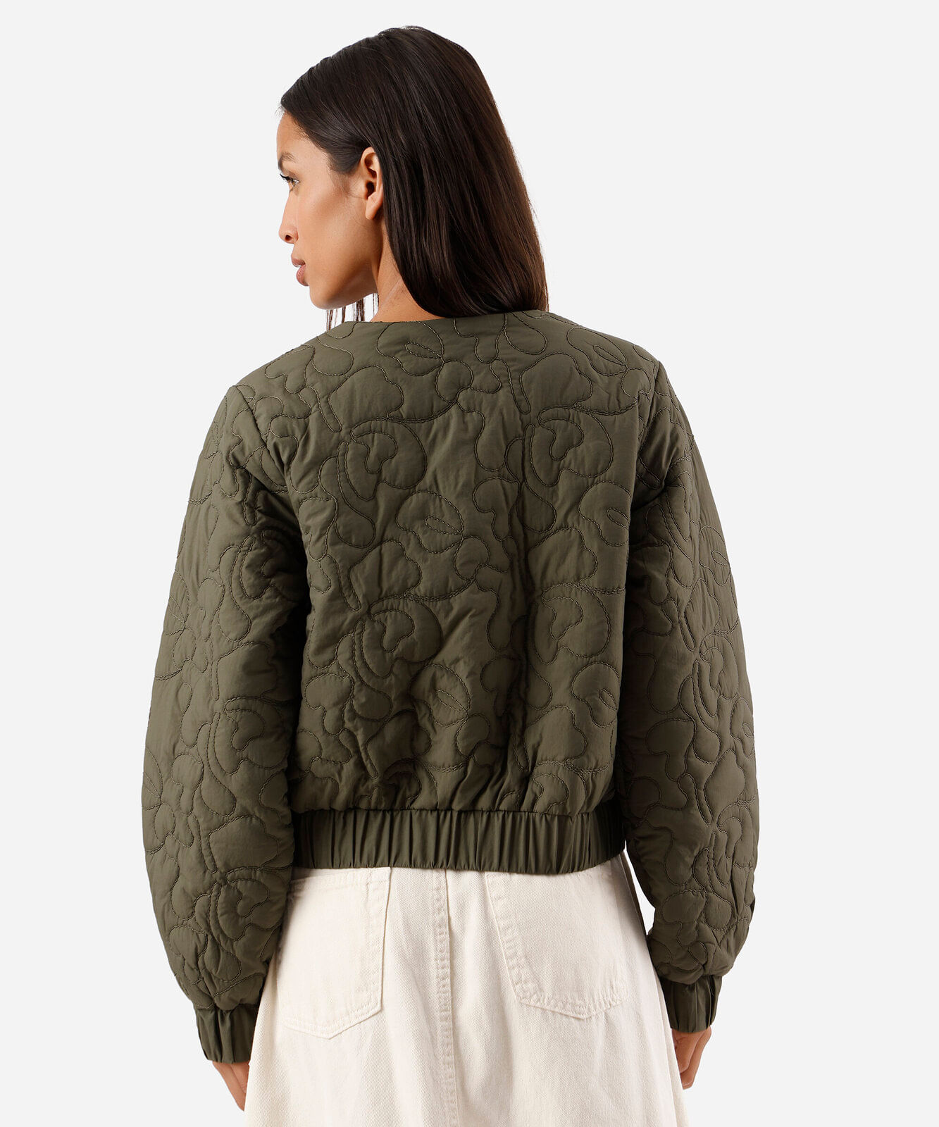 jaqueta bomber oversized feminina bordada verde