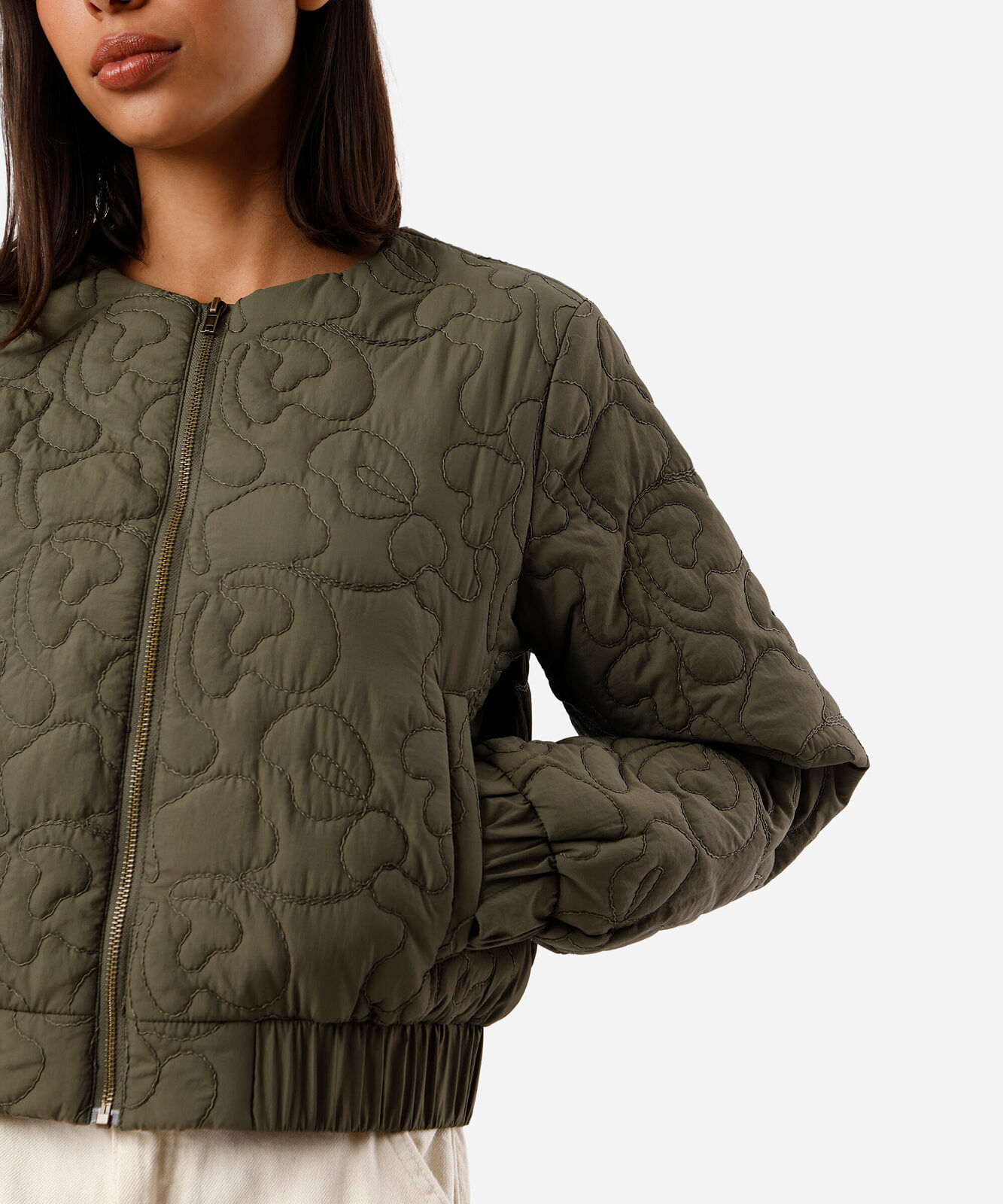 jaqueta bomber oversized feminina bordada verde
