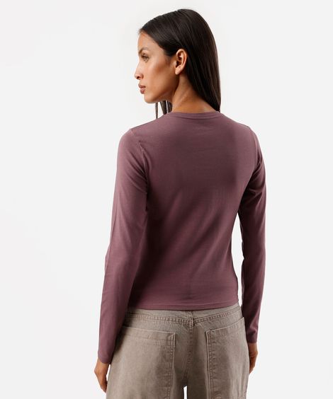 blusa feminina de algodão manga longa rosa