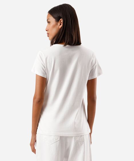 camiseta feminina de algodão manga curta mandalorian off white