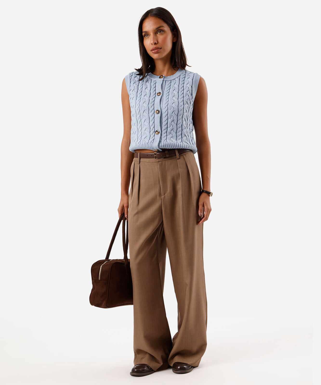 colete feminino de tricot texturizado azul