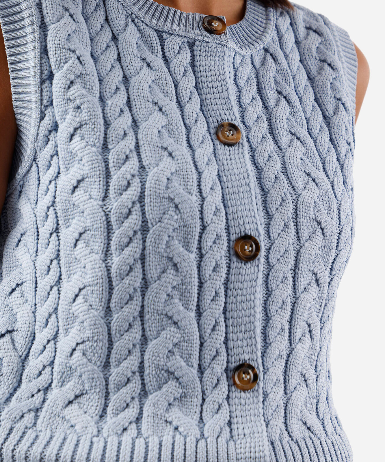 colete feminino de tricot texturizado azul