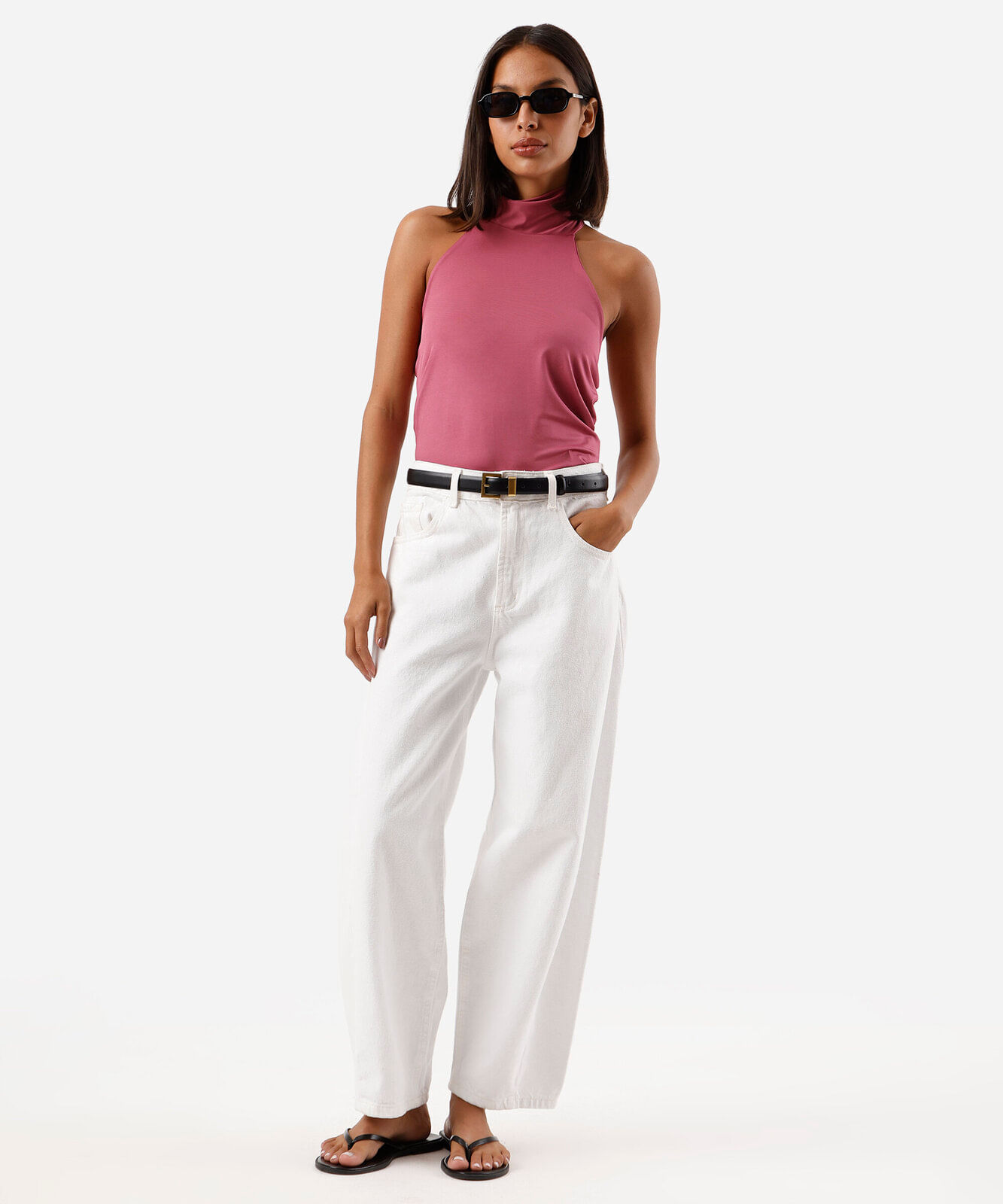 blusa frente única feminina gola alta com amarração rosa