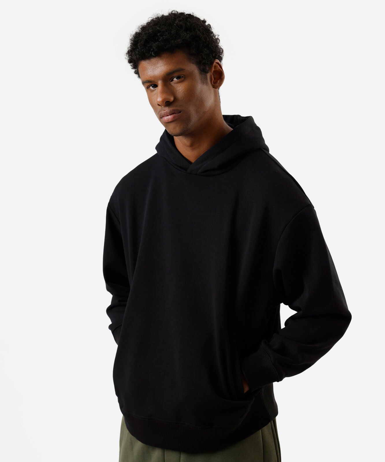 blusão oversized masculino de moletom com capuz preto