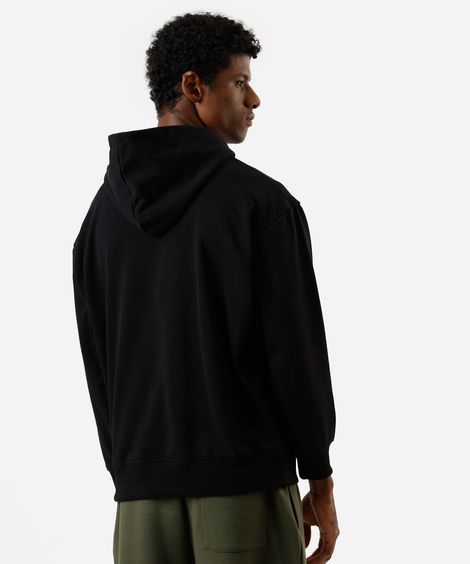 blusão oversized masculino de moletom com capuz preto