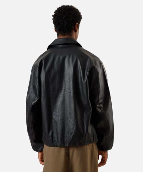 jaqueta bomber masculina de pu com bolsos preta