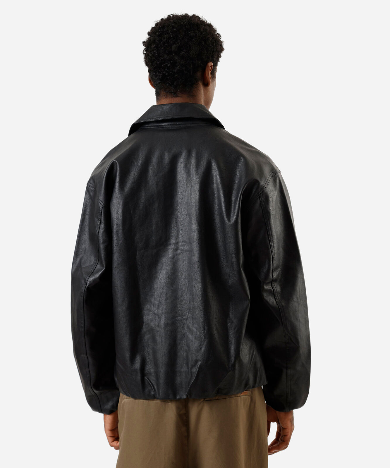 jaqueta bomber masculina de pu com bolsos preta