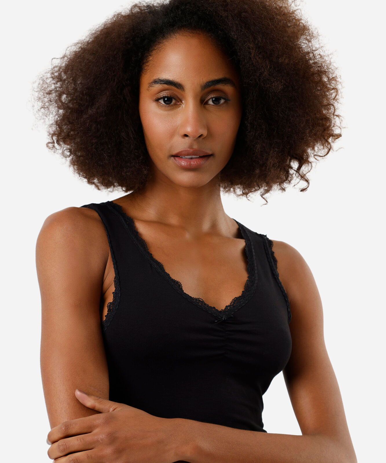 regata de pijama avulsa feminina de viscose com renda preto
