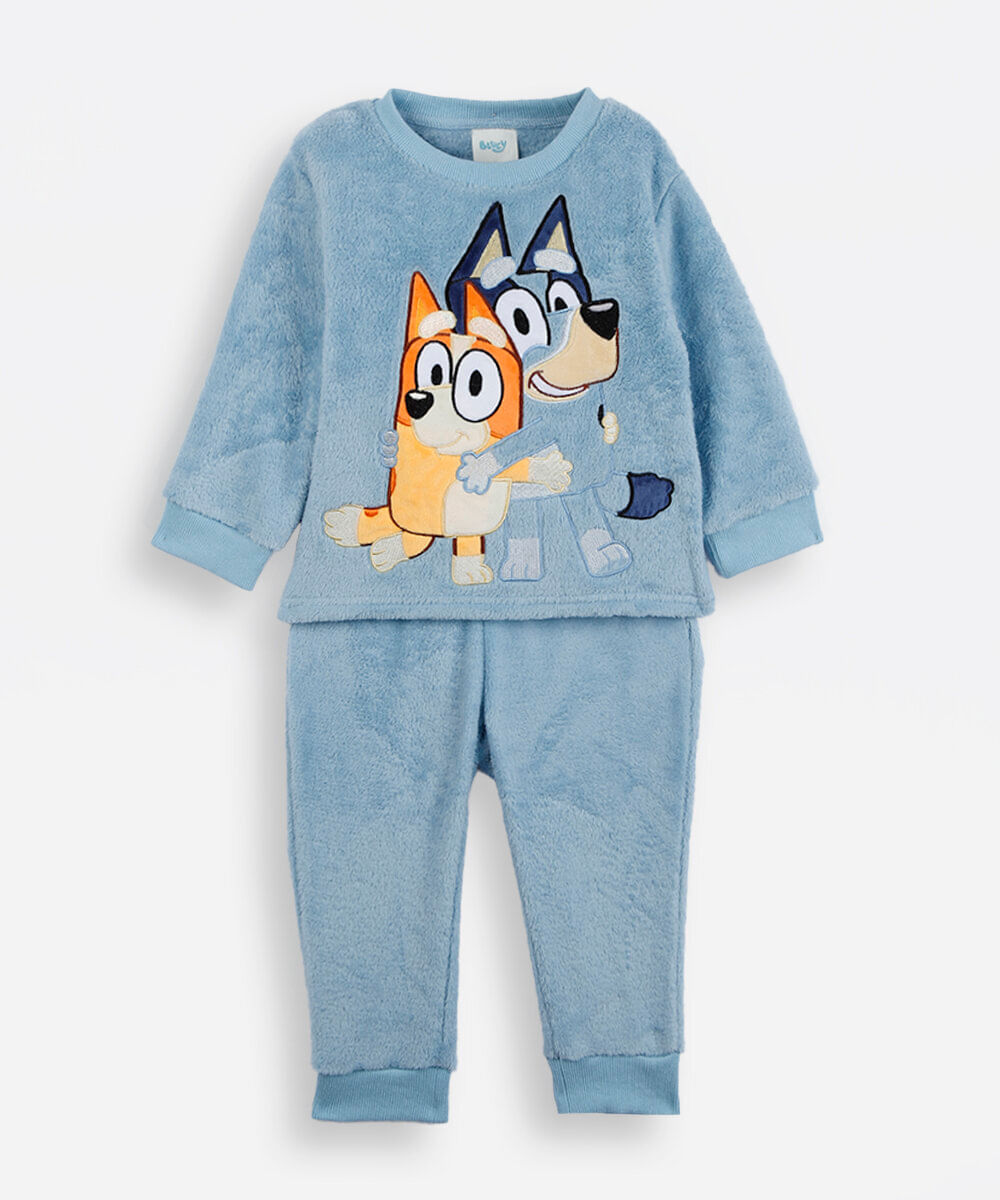 pijama infantil de pelúcia bluey azul