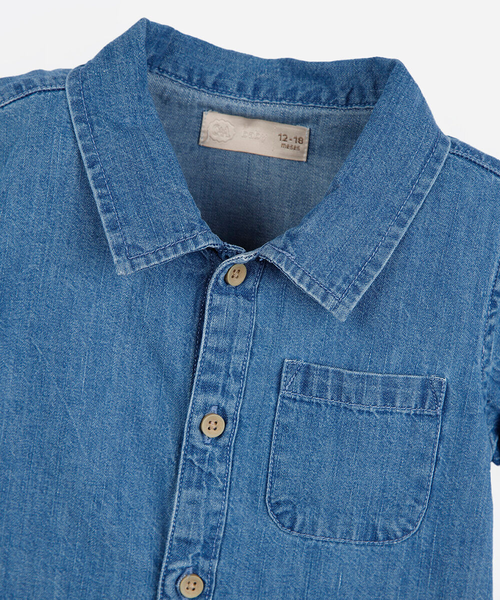 conjunto infantil curto jeans azul