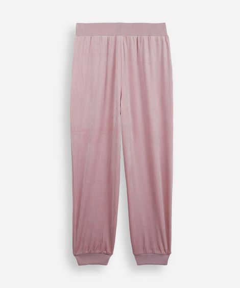 calça juvenil jogger esportiva em plush rosa