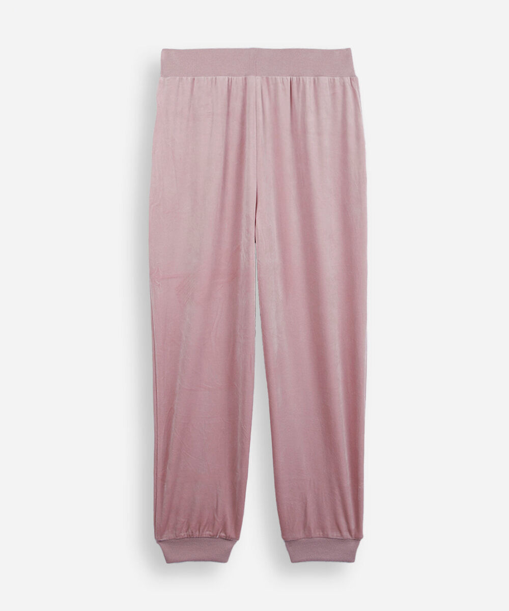 calça juvenil jogger esportiva em plush rosa