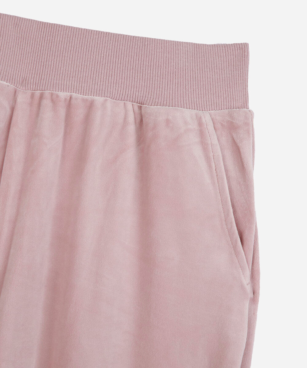 calça juvenil jogger esportiva em plush rosa