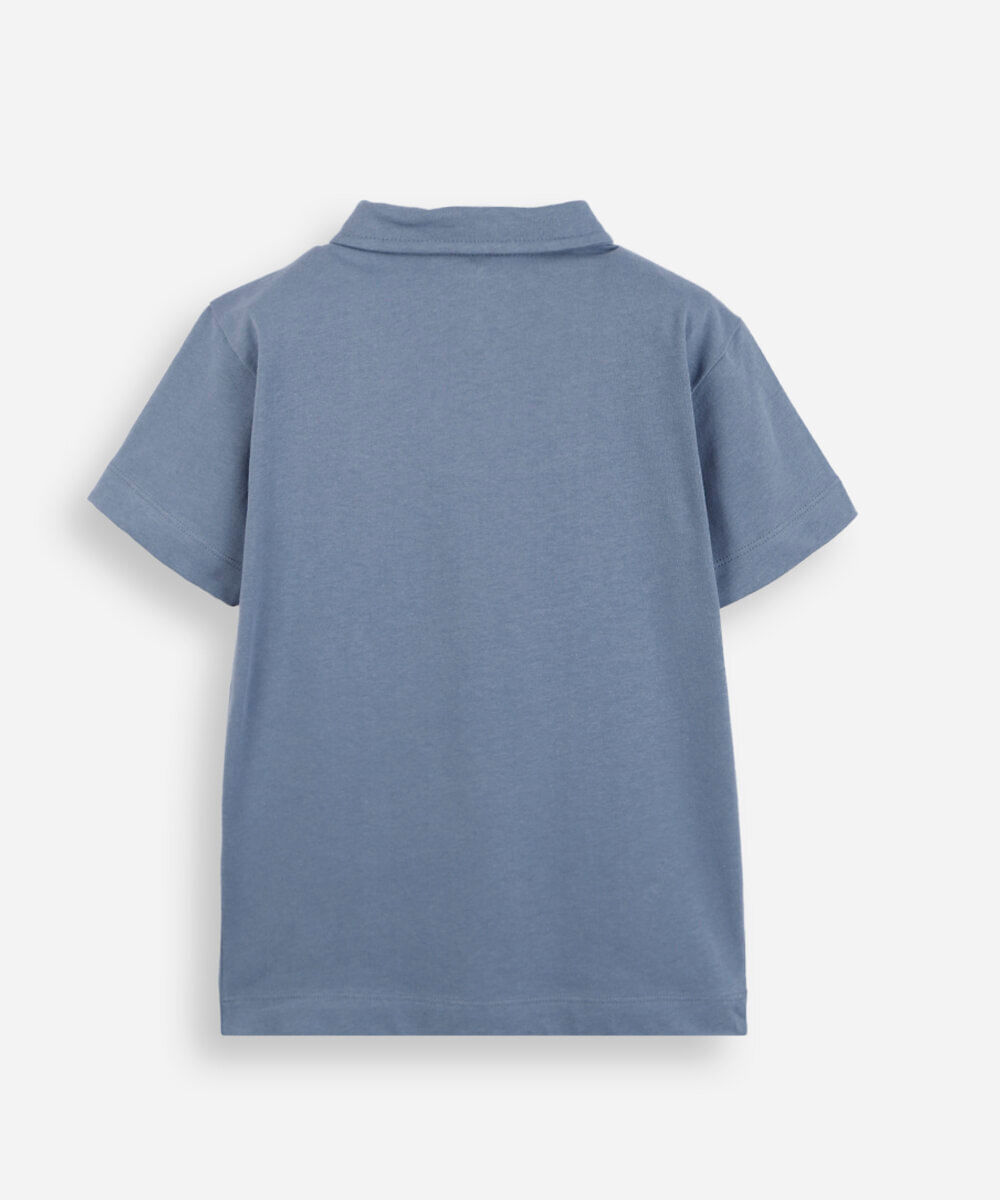 polo infantil de algodão manga curta azul