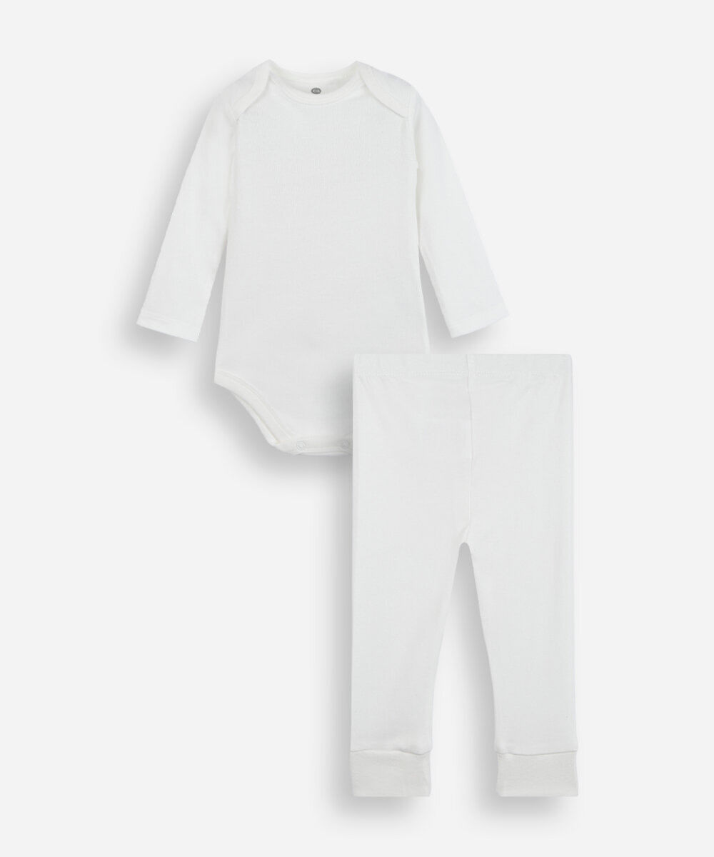 conjunto infantil body e calça de algodão off white