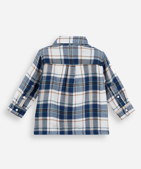 camisa infantil xadrez flanela azul