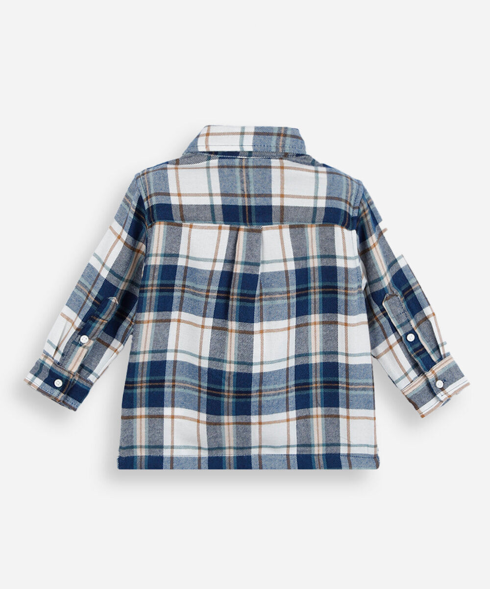 camisa infantil xadrez flanela azul