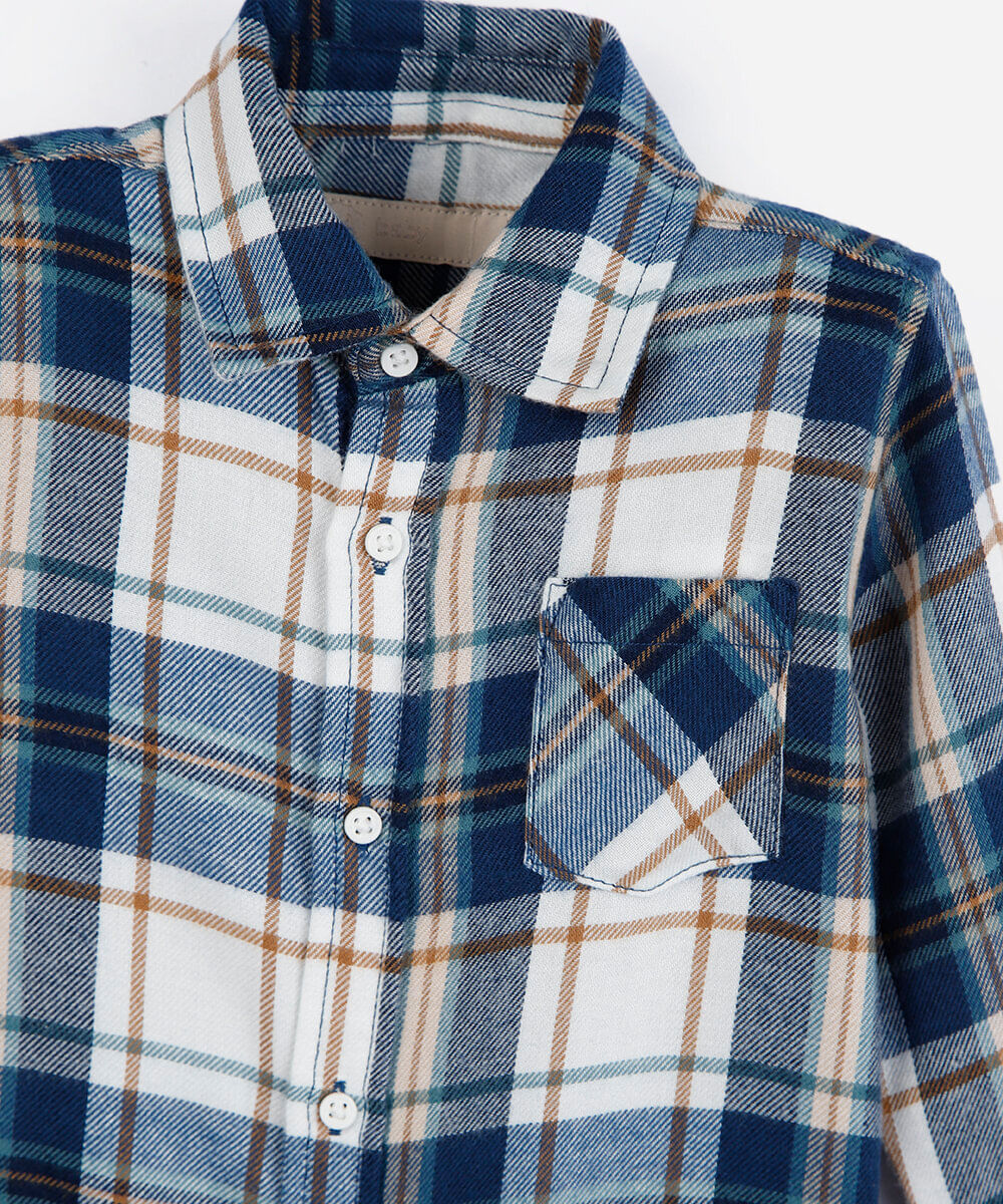camisa infantil xadrez flanela azul