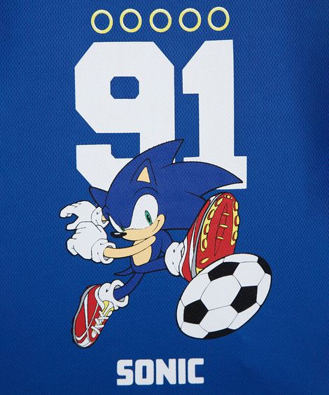 camiseta esportiva infantil manga curta sonic azul
