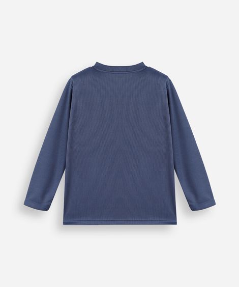 camiseta infantil manga longa esportiva com refletivo azul