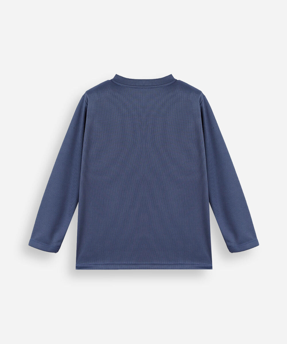 camiseta infantil manga longa esportiva com refletivo azul