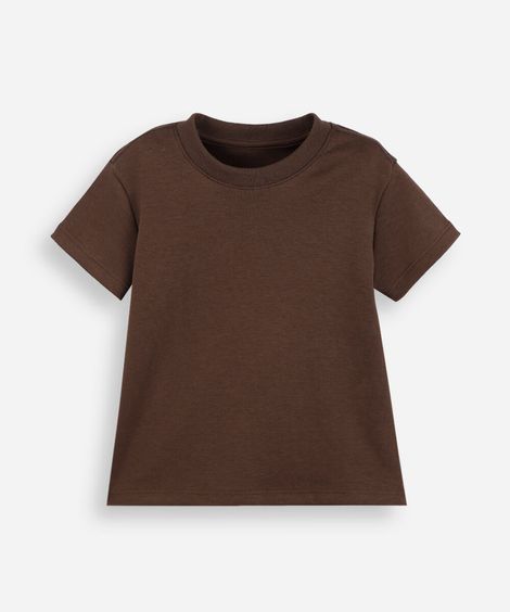 camiseta infantil manga curta algodão peruano marrom