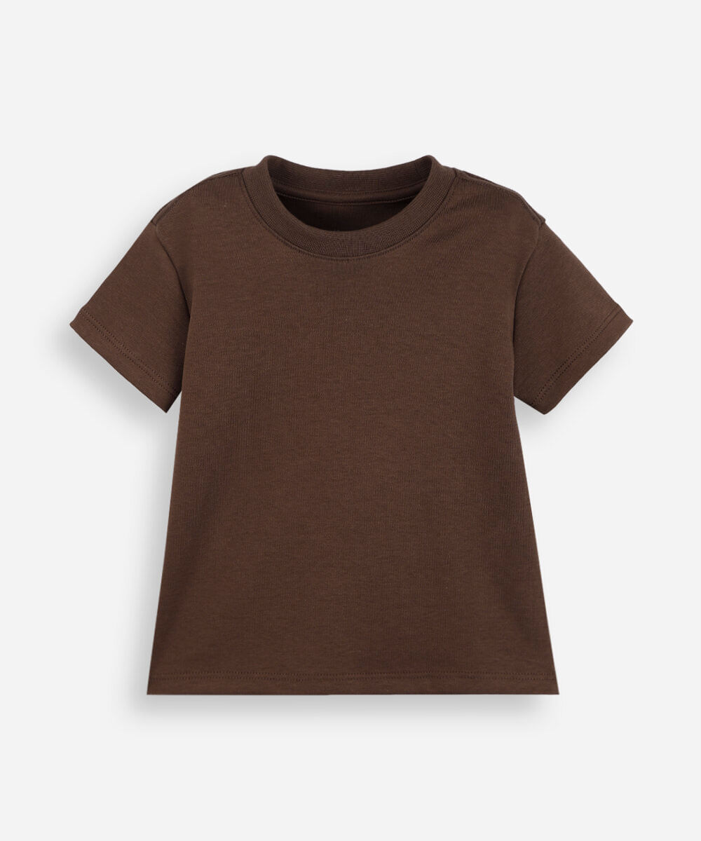 camiseta infantil manga curta algodão peruano marrom